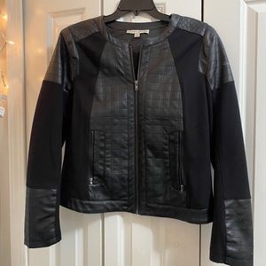 Faux Black Leather Jacket Size L
